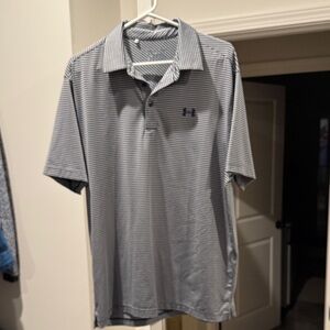 Under Armour Men's Polo Shirt - Black and White Stripes